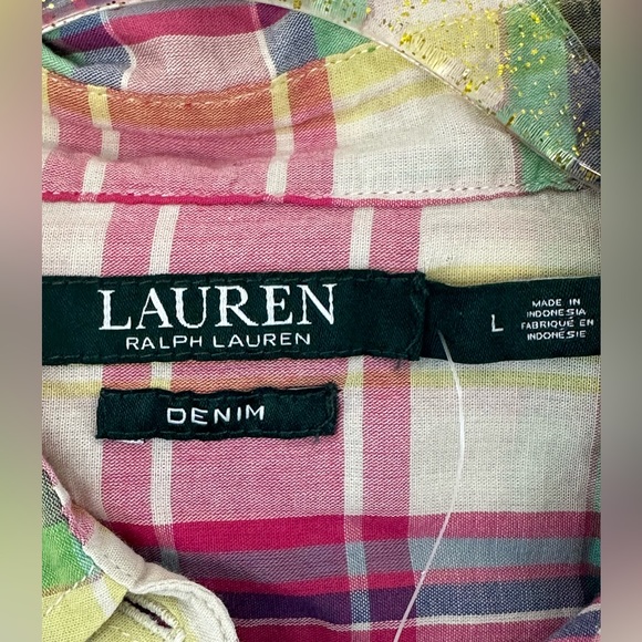 Ralph Lauren NWT men’s size large button down shirt colorful plaid - Picture 6 of 8